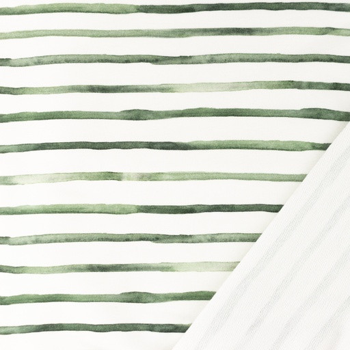 Sommersweat | French Terry | bedruckt | wavy stripes | alt grün