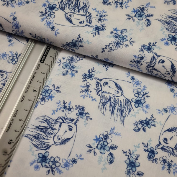 Baumwolle | bedruckt | Horse | weiß