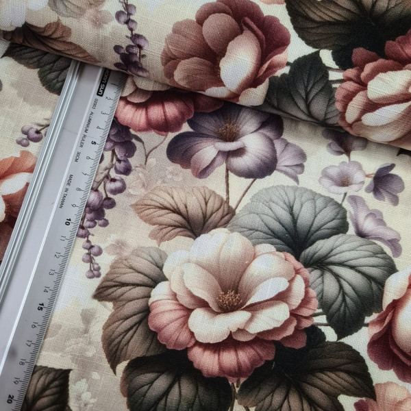 Viskose - Leinen | digital | casia | creme/bunt