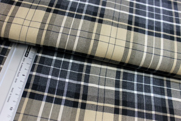 Viskose-Flanell | Check | natur/schwarz/grau