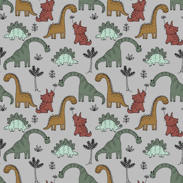 Soft Sweat | bedruckt | süße Dinos | hellgrau