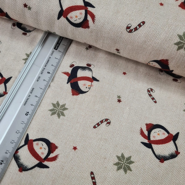 Canvas | Baumwolle | bedruckt | Pinguine | natur