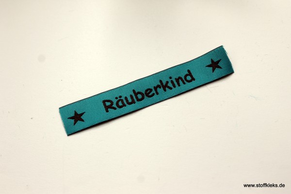 Applikation | Label | Räuberkind | petrol mit braun | 1,5 cm