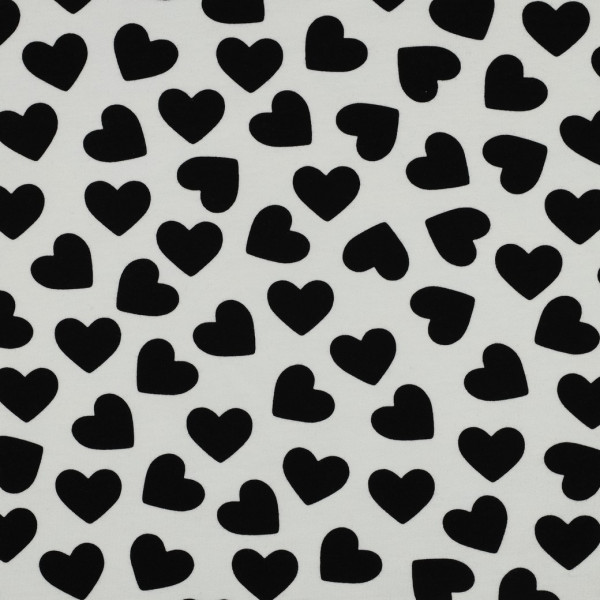 Soft Sweat | bedruckt | midi HEARTS | schwarz auf weiß
