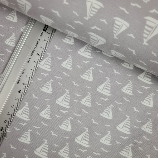 Jersey | bedruckt | Segelschiffe | hellgrau