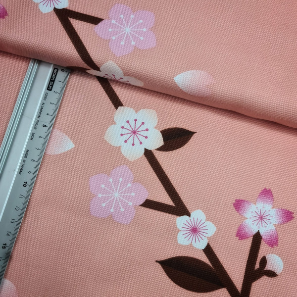 Canvas | Baumwolle | bedruckt | Blüte | lachs