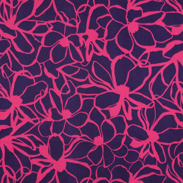 Baumwoll Satin | bedruckt | Nerida Hansen | Magnolie | dunkel lila