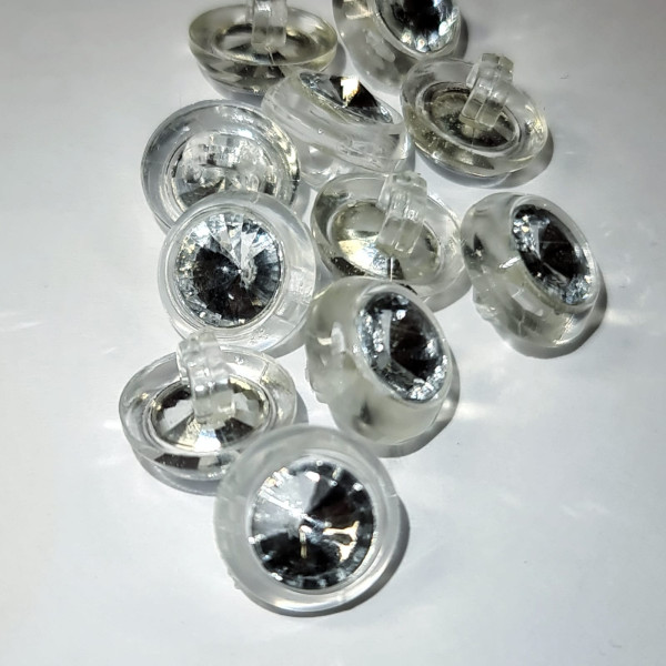 1 Knopf | Kunststoff | Öse | ca.10mm | Kristall