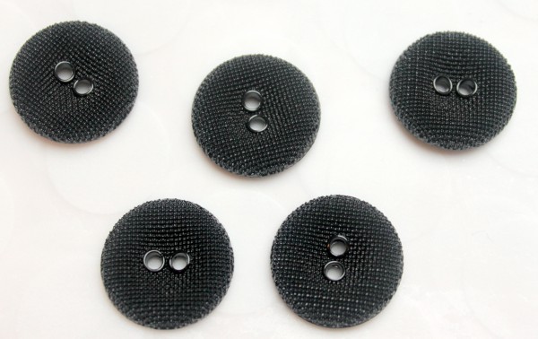 5 Knöpfe | Kunststoff | schwarz gewebt | 2,2 cm