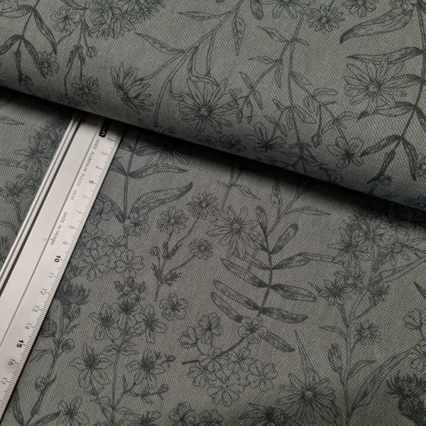Canvas | Baumwolle | bedruckt | Blumenwiese | grau