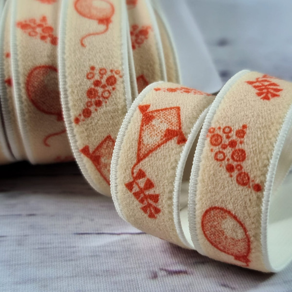 Gummiband | 18mm | Drachen & Ballons | hellgelb/orange