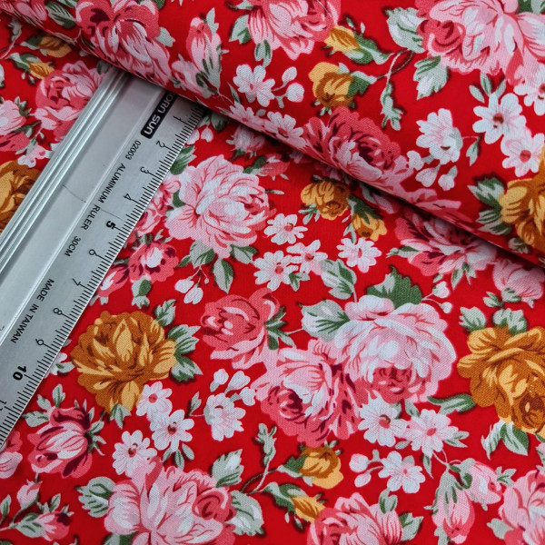Baumwolle | bedruckt | a lot of roses | rot