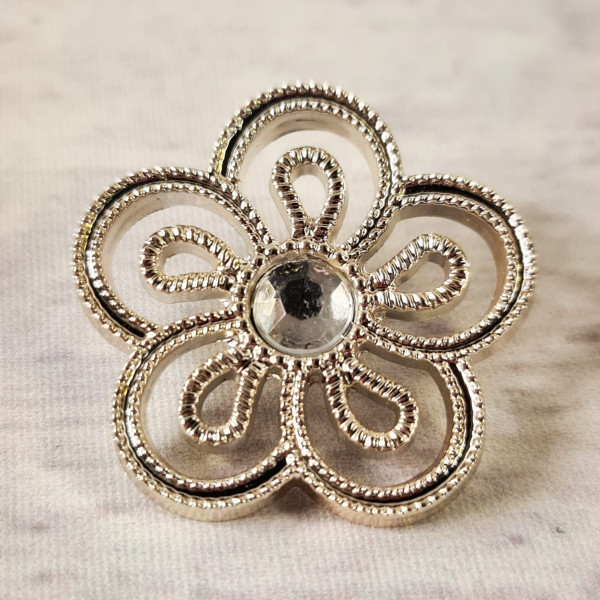 1 Knopf | Kunststoff | Öse | ca. 40mm | Blume | rosé