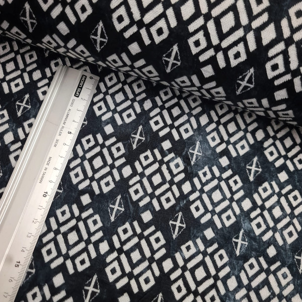 Viskose-Jacquard | ausgebranntes Muster | schwarz