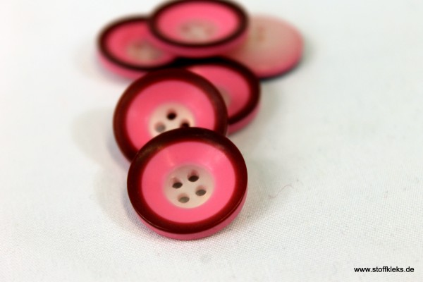 5 runde Kunststoff-Knöpfe | rosa/pink | ca 1,8cm