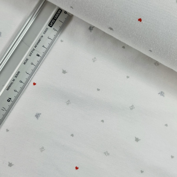 Jersey | bedruckt | Glitzerkrönchen | weiß
