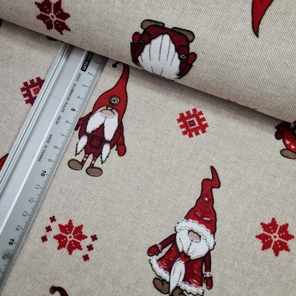 Canvas | Baumwolle | bedruckt | Wichtel | natur