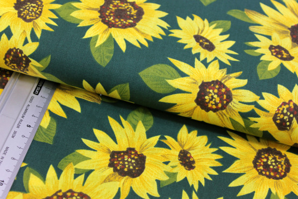 Baumwolle | bedruckt | Sonnenblumen | grün