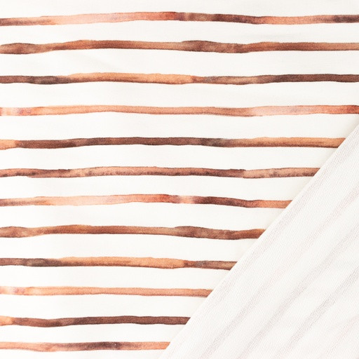 Sommersweat | French Terry | bedruckt | wavy stripes | ziegel rot
