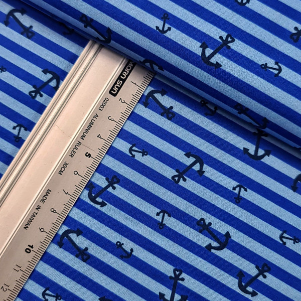 Baumwolle | bedruckt | stripes & anchor | blau