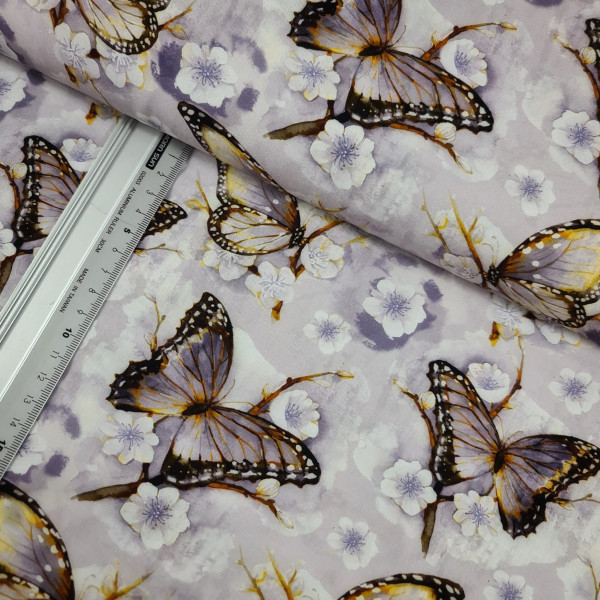 Viskose | bedruckt | Butterfly | hellgrau
