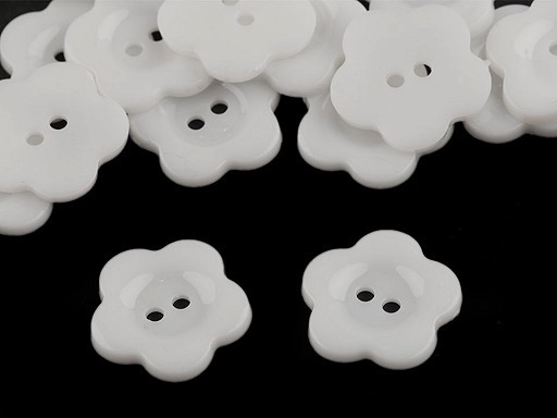 5 Blumenknöpfe aus Kunststoff | weiß | ca 2,3cm | 2-Loch