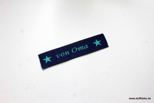 Applikation | Label | von Oma | dunkelblau mit petrol | 1,5 cm