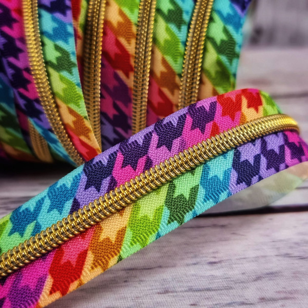 Nylon-Reißverschluss | endlos | Spirale 5mm | Hahnentritt | bunt