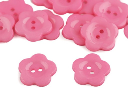 5 Blumenknöpfe aus Kunststoff | rosa | ca 2,3cm | 2-Loch