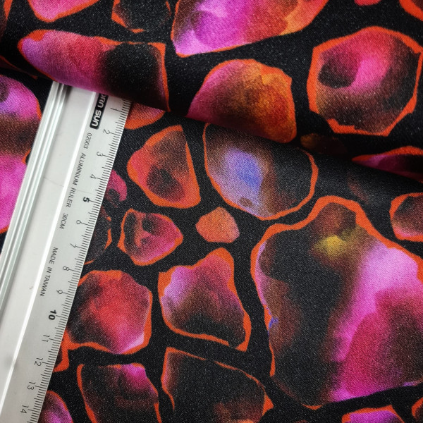 Cupro | bedruckt | Kiesel | schwarz/bunt
