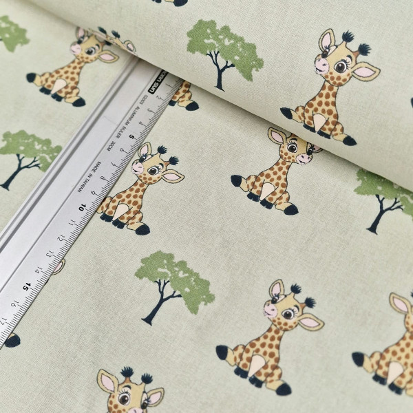Baumwolle | bedruckt | Giraffenbaby | creme