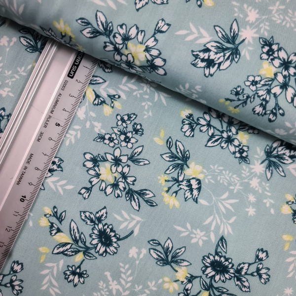 Baumwolle | bedruckt | Blumen | hellblau