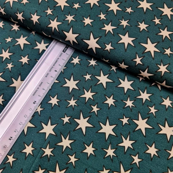 Jersey | bedruckt | Sternchen | petrol
