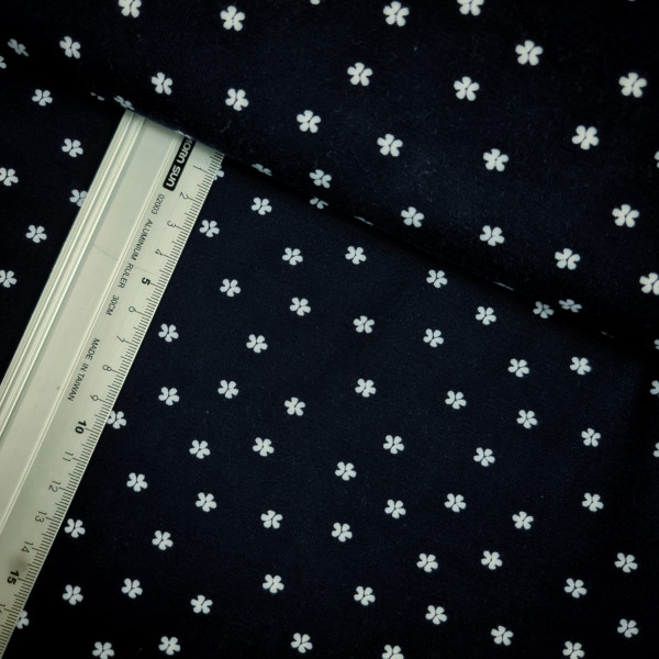 Jersey | bedruckt | mini Blüten | dunkelblau
