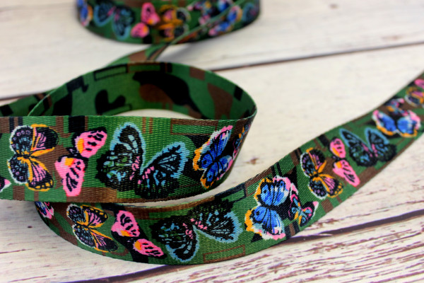 Gurtband | 40mm | butterfly | grün/bunt