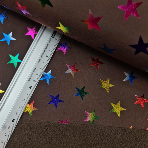 Softshell | foliert | multicolor stars | braun