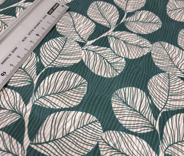 beschichtete Baumwolle / Wachstuchstück | bedruckt | leaves | altgrün