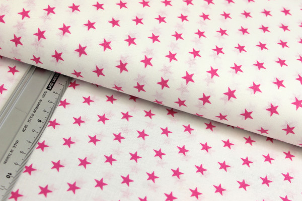 Baumwolle | bedruckt | Sterne | weiß/pink
