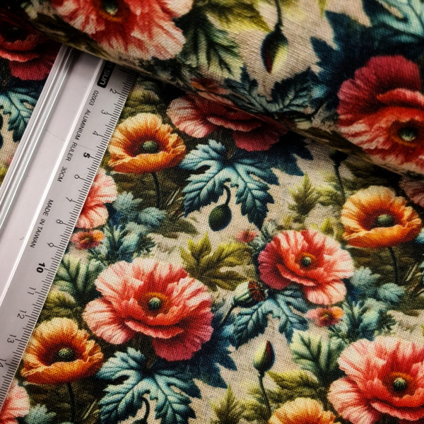 Viskose - Leinen | digital | pua | creme/bunt