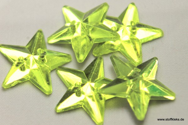 5 Knöpfe | Stern | Kristall | gelb | 1 ,5 cm