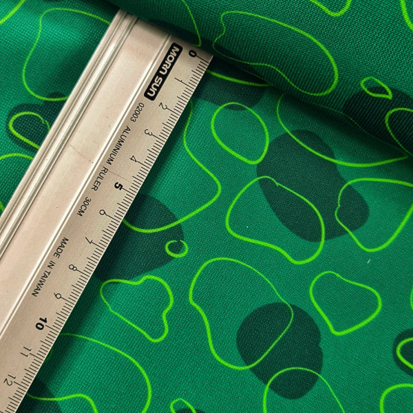 Outdoorstoff | bedruckt | border | grün/neongrün