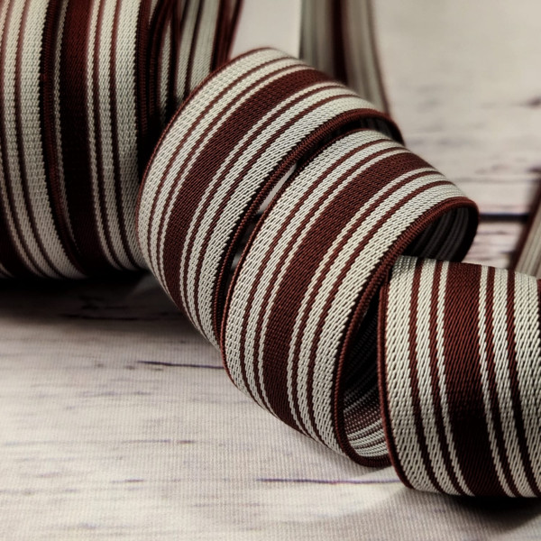 Gummiband | 25mm | Streifen | bordeaux/weiß