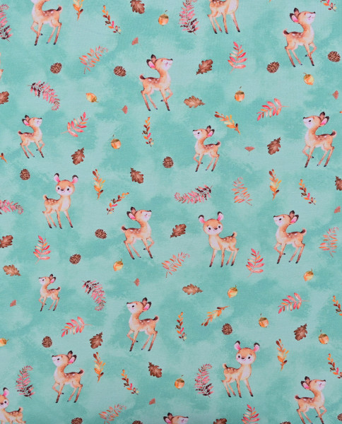 Jersey | bedruckt | cute Bambi | altgrün