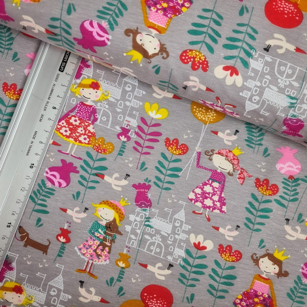 Jersey | bedruckt | Prinzessin | grau