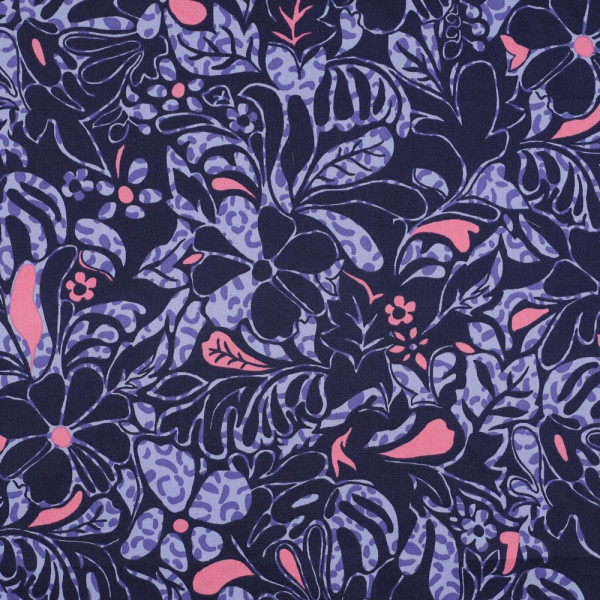 Baumwoll Satin | bedruckt | Flowers | blau