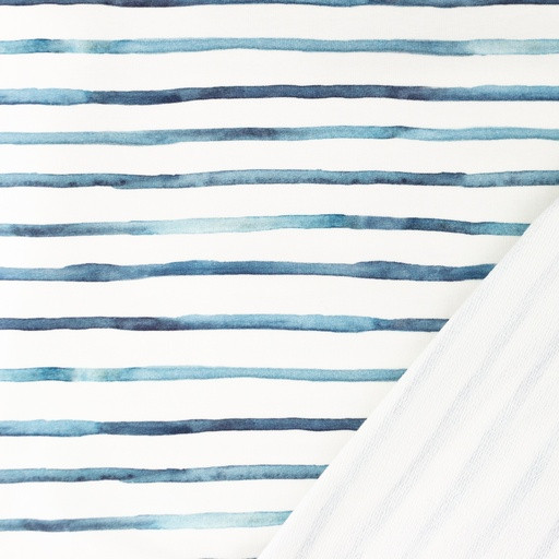 Sommersweat | French Terry | bedruckt | wavy stripes | alt blau