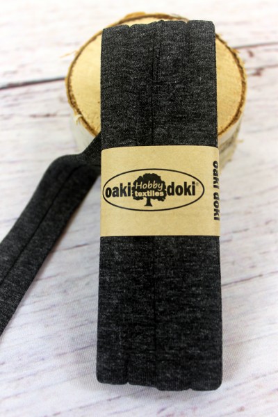Bias Jersey Schrägband/Einfassband | 40 / 20mm | 3m | Nr. 068 | schwarz melange