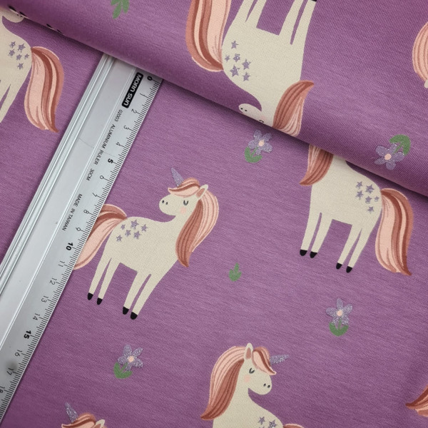 Jersey | bedruckt | Glitter Unicorn | flieder