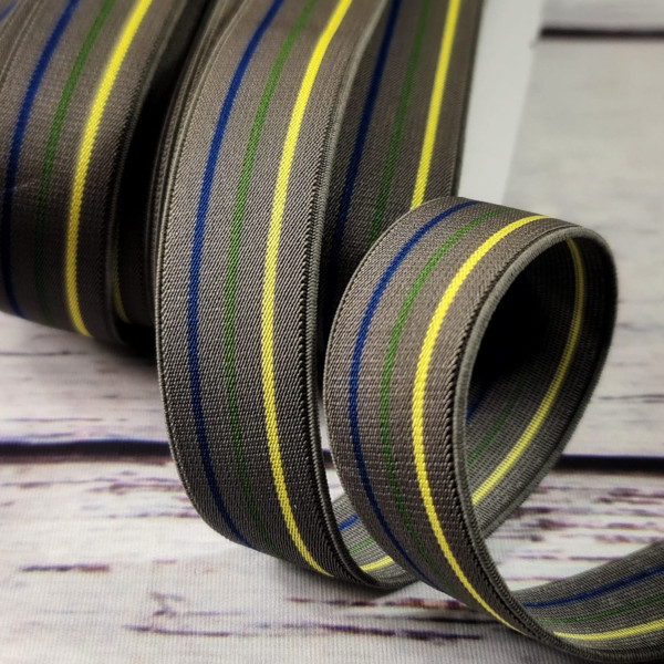 Gummiband | 25mm | Streifen | blau/grün/gelb