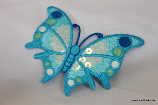 Applikation | Pailletten-Schmetterling | hellblau